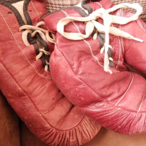 image of vintage leather boxing gloves for children